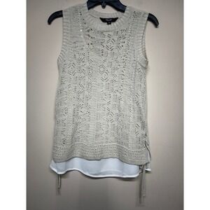 Simply Vera Vera Wang Knit Layered Tank Top Women's XS Neutral Lace Detail